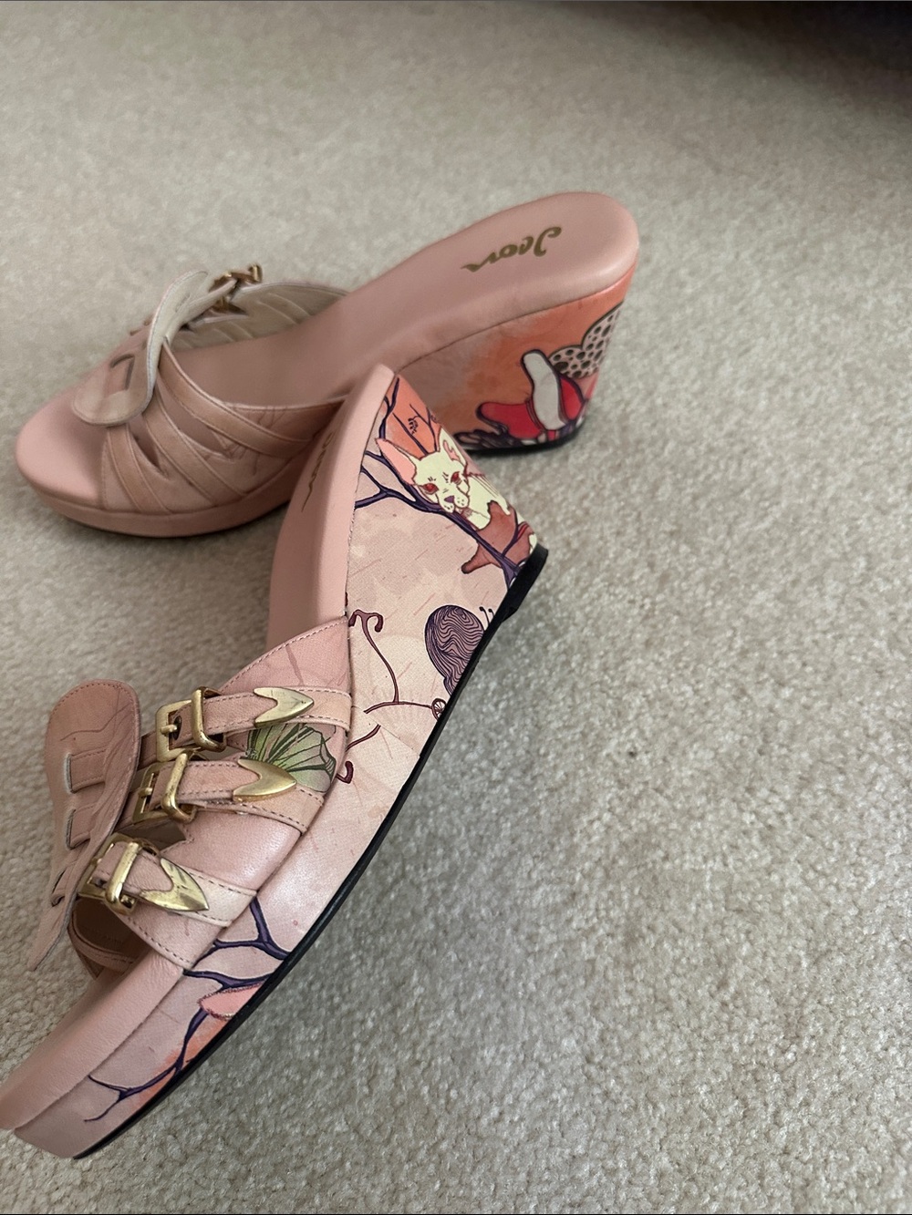 Icon Pink Floral Wedge Slide Sandals